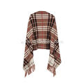 Women's Tassel Plaid Poncho Jacquard Shawl Cape Sweater